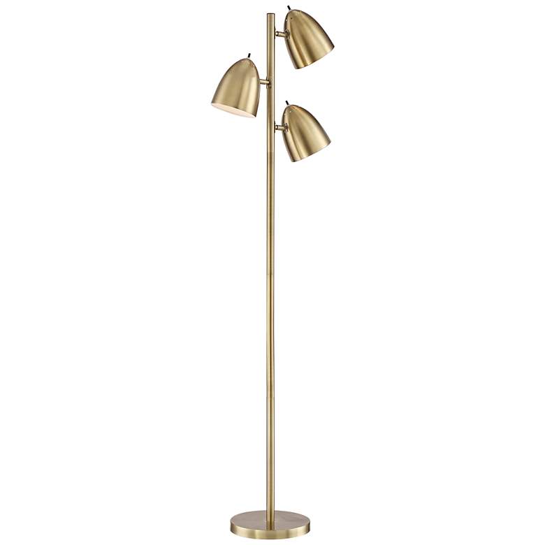 Aaron Aged Brass Finish Adjustable 3-Light Modern Floor Lamp more views
