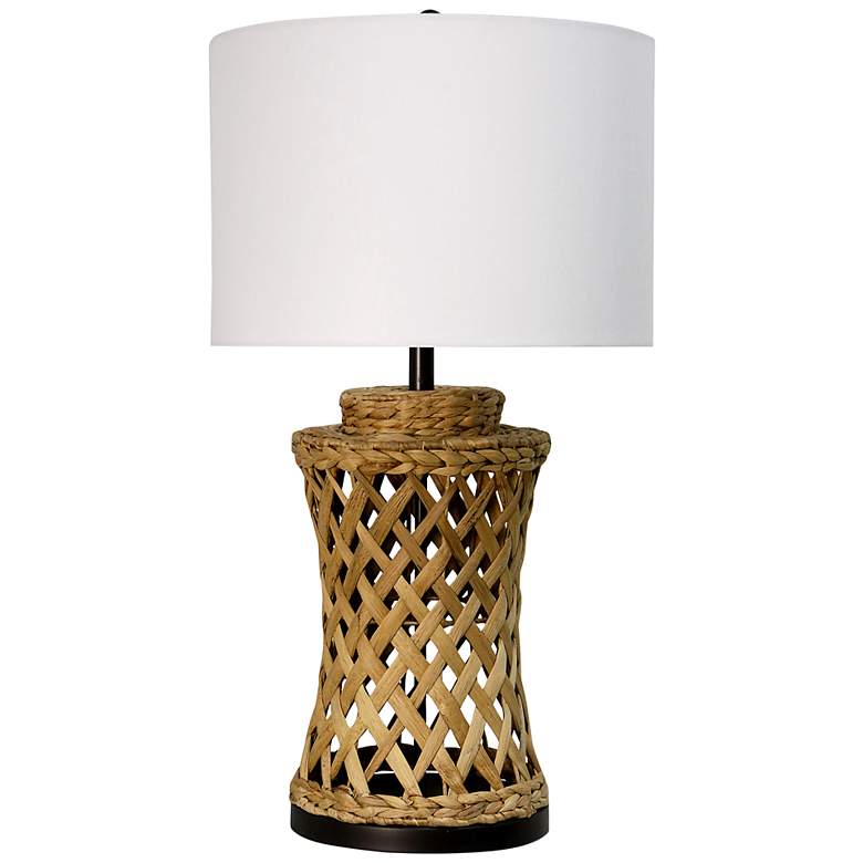 Image 2 Aasha Natural Water Hyacinth Table Lamp with White Shade