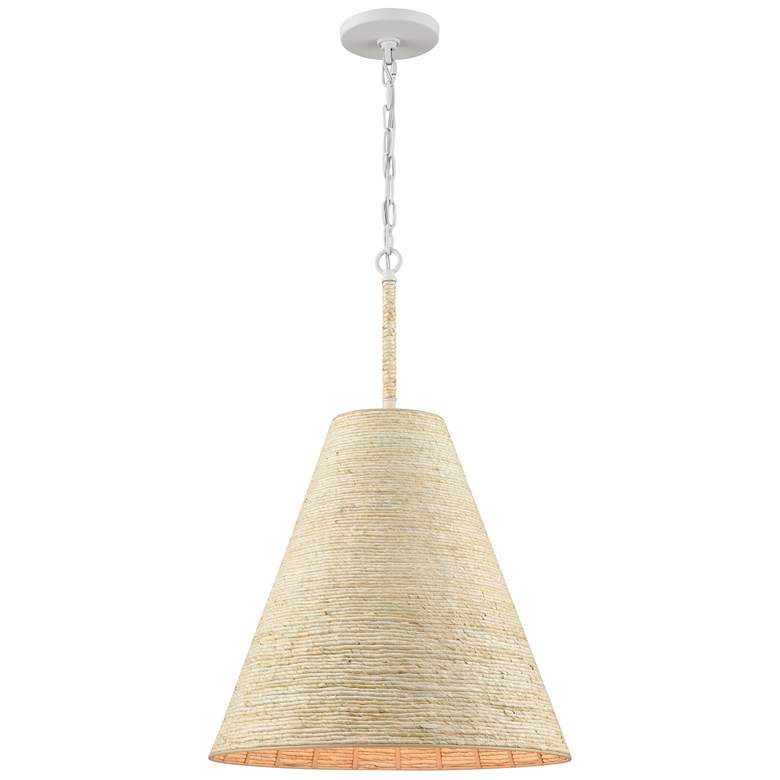 Image 1 Abaca 17 inch Wide 1-Light Pendant - Textured White