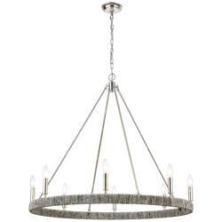 Abaca 36&quot; Wide 8-Light Chandelier - Polished Nickel
