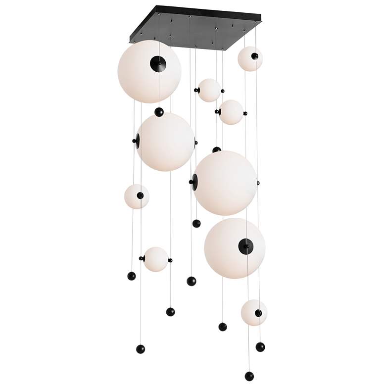 Image 1 Abacus 10-Light Square LED Pendant - Black - Opal Glass - Standard Height