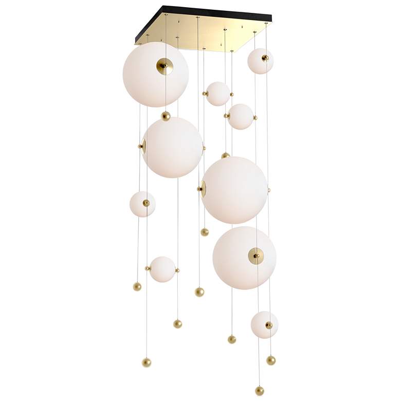 Image 1 Abacus 10-Light Square LED Pendant - Brass - Opal Glass - Standard Height