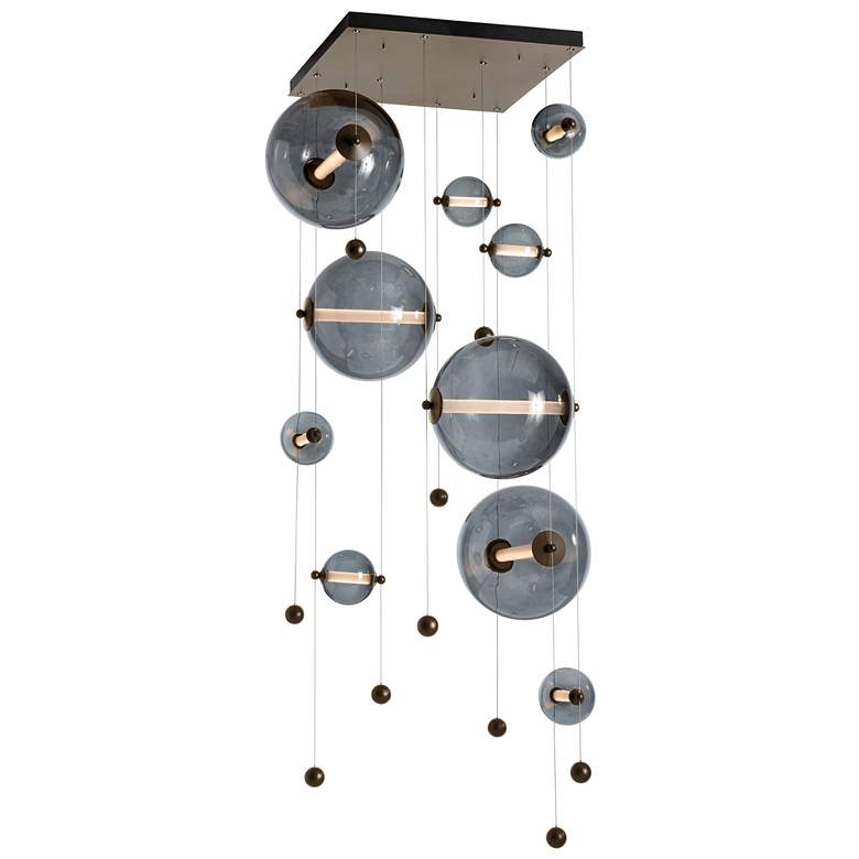 Image 1 Abacus 10-Light Square LED Pendant - Bronze - Grey Glass - Standard Height