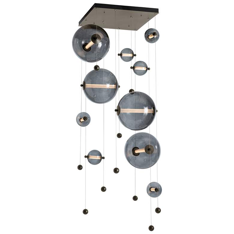 Image 1 Abacus 10-Light Square LED Pendant - Bronze - Grey Glass - Standard Height