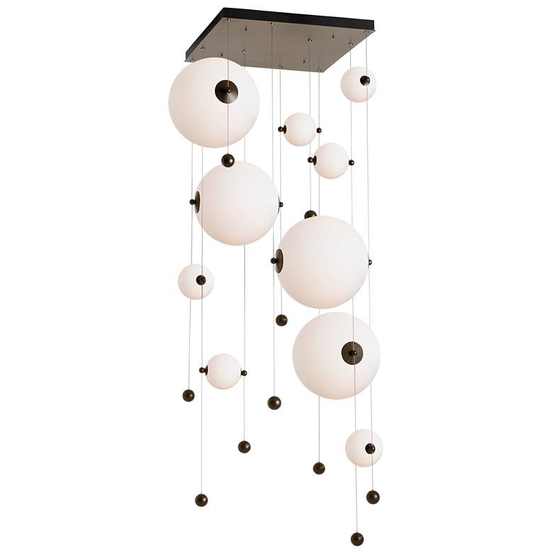 Image 1 Abacus 10-Light Square LED Pendant - Bronze - Opal Glass - Standard Height