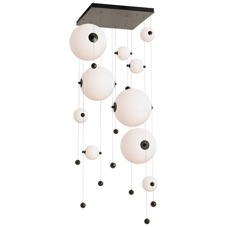 Image 1 Abacus 10-Light Square LED Pendant - Bronze - Opal Glass - Standard Height