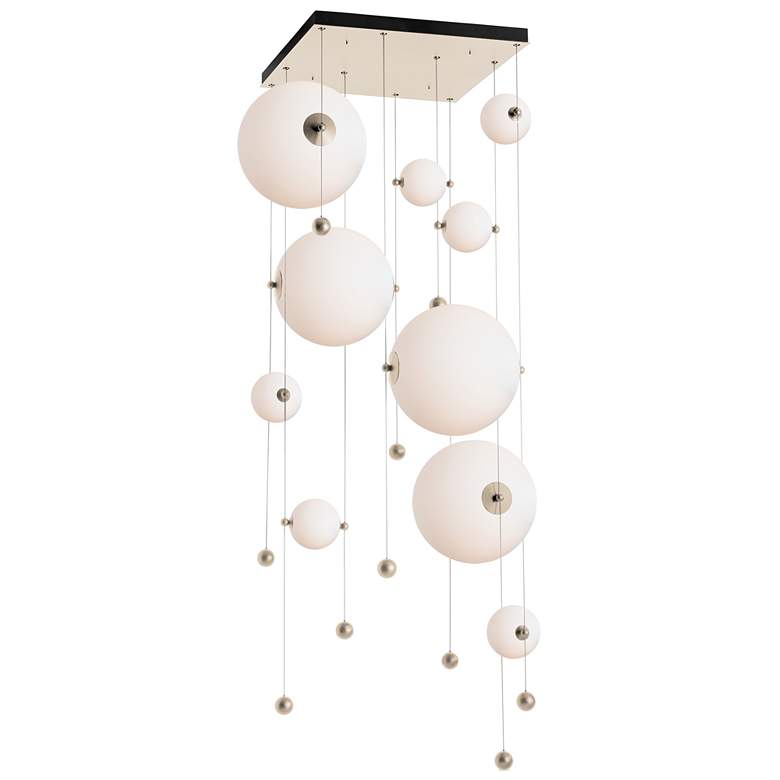 Image 1 Abacus 10-Light Square LED Pendant - Gold - Opal Glass - Standard Height