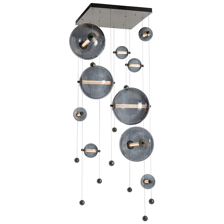Image 1 Abacus 10-Light Square LED Pendant - Iron  - Grey Glass - Standard Height
