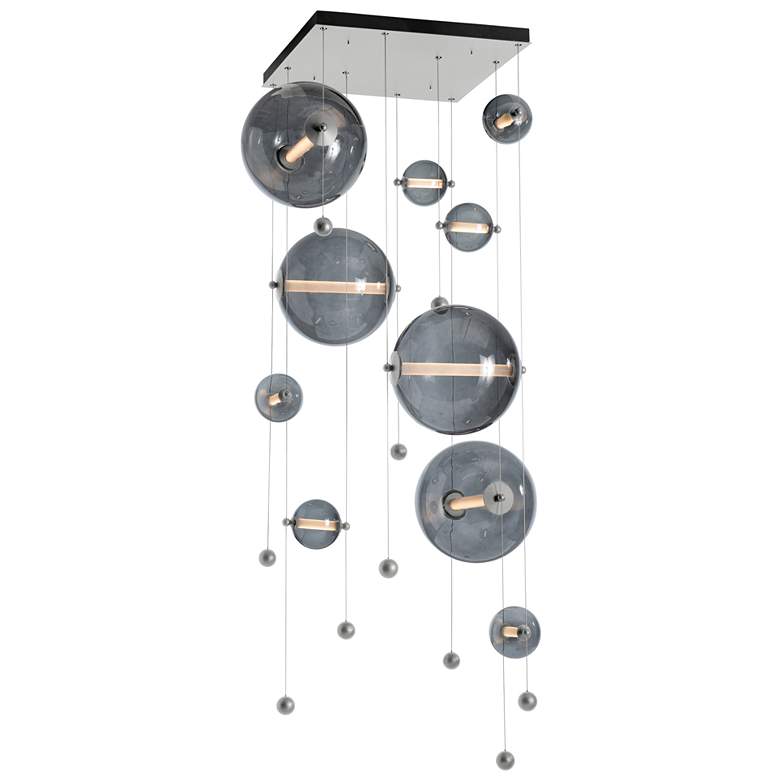 Image 1 Abacus 10-Light Square LED Pendant - Platinum - Grey Glass - Standard