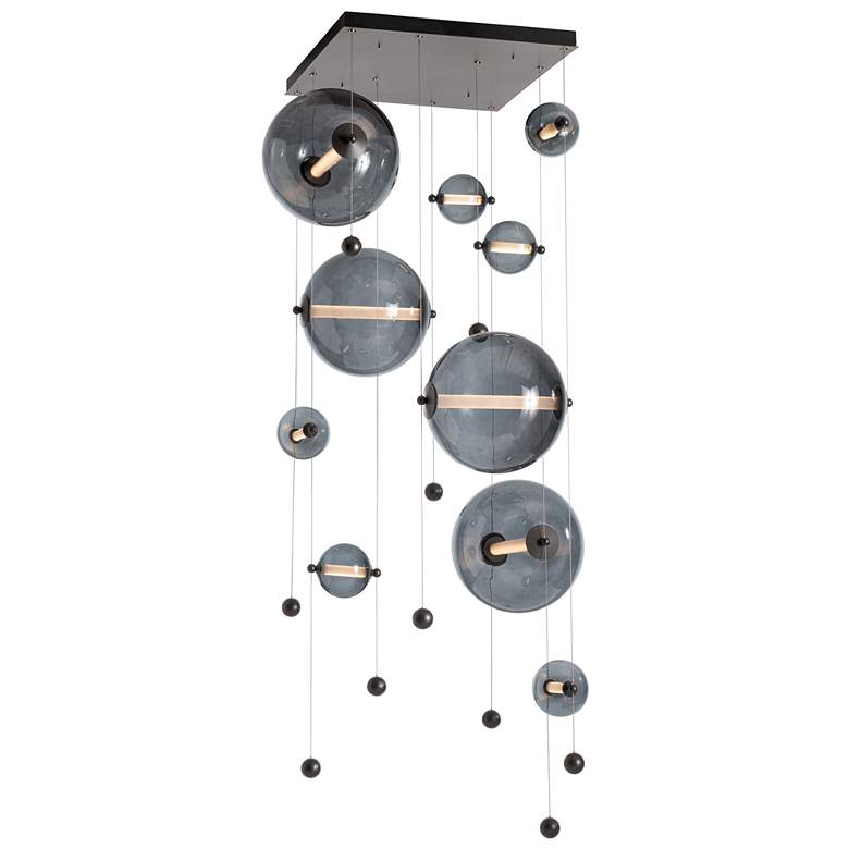 Image 1 Abacus 10-Light Square LED Pendant - Smoke - Grey Glass - Standard Height