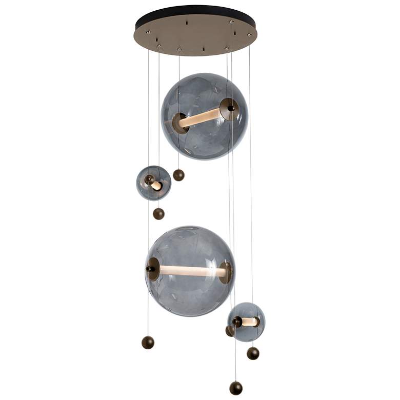 Image 1 Abacus 4-Light Round LED Pendant - Bronze - Grey Glass - Standard Height