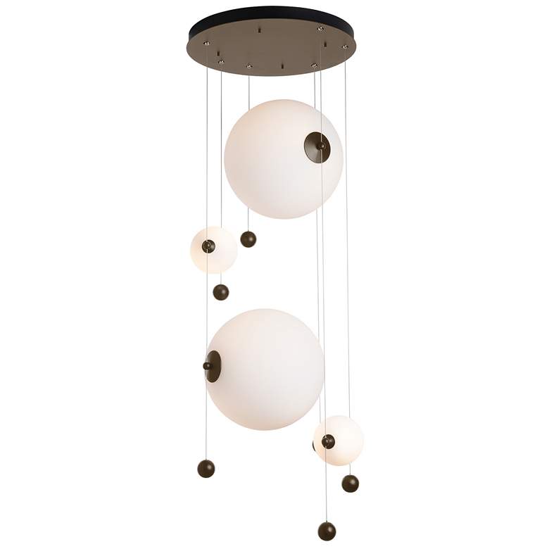 Image 1 Abacus 4-Light Round LED Pendant - Bronze - Opal Glass - Standard Height