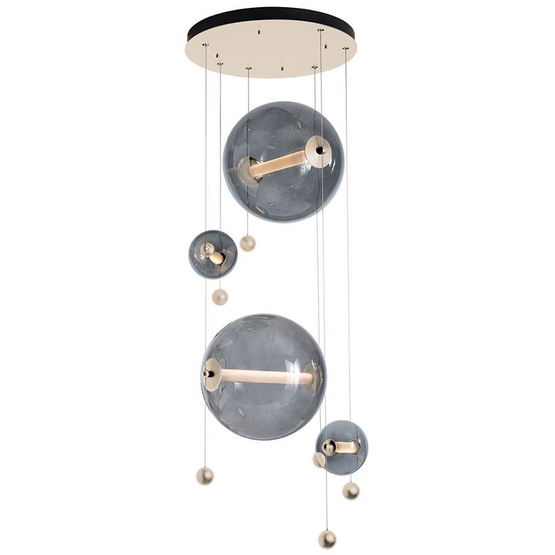 Image 1 Abacus 4-Light Round LED Pendant - Gold - Grey Glass - Standard Height
