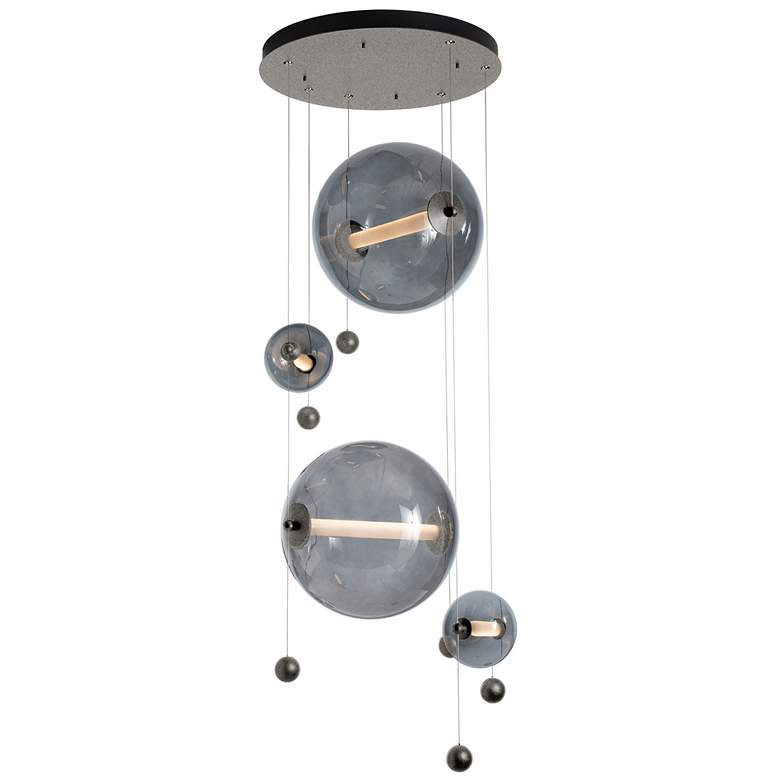 Image 1 Abacus 4-Light Round LED Pendant - Iron - Cool Grey Glass - Standard Height