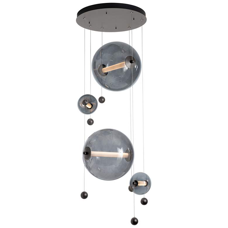 Image 1 Abacus 4-Light Round LED Pendant - Smoke - Grey Glass - Standard Height