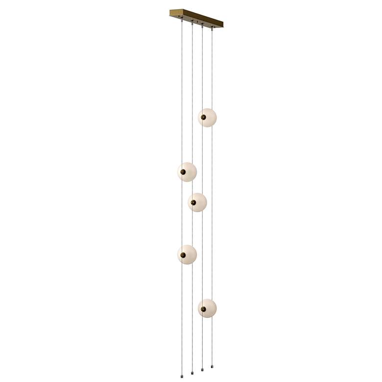 Image 1 Abacus 5-Light Floor to Ceiling Plug-In LED Lamp - Gold - Opal