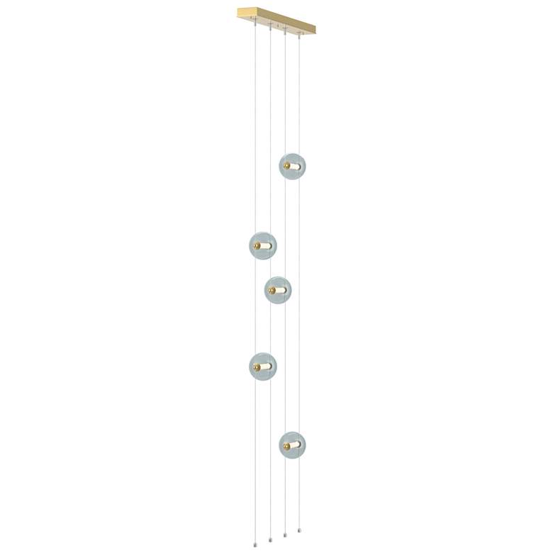 Image 1 Abacus 5-Light Floor to Ceiling Plug-In LED Lamp - Modern Brass - Cool Grey