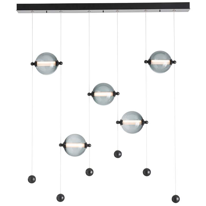 Image 1 Abacus 5-Light LED Pendant - Black Finish - Grey Glass - Standard Height