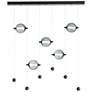 Abacus 5-Light LED Pendant - Black Finish - Grey Glass - Standard Height