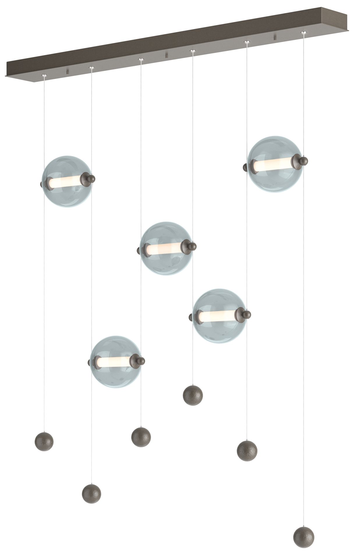 Abacus 5-Light LED Pendant - Dark Smoke - Cool Grey - Made to Order