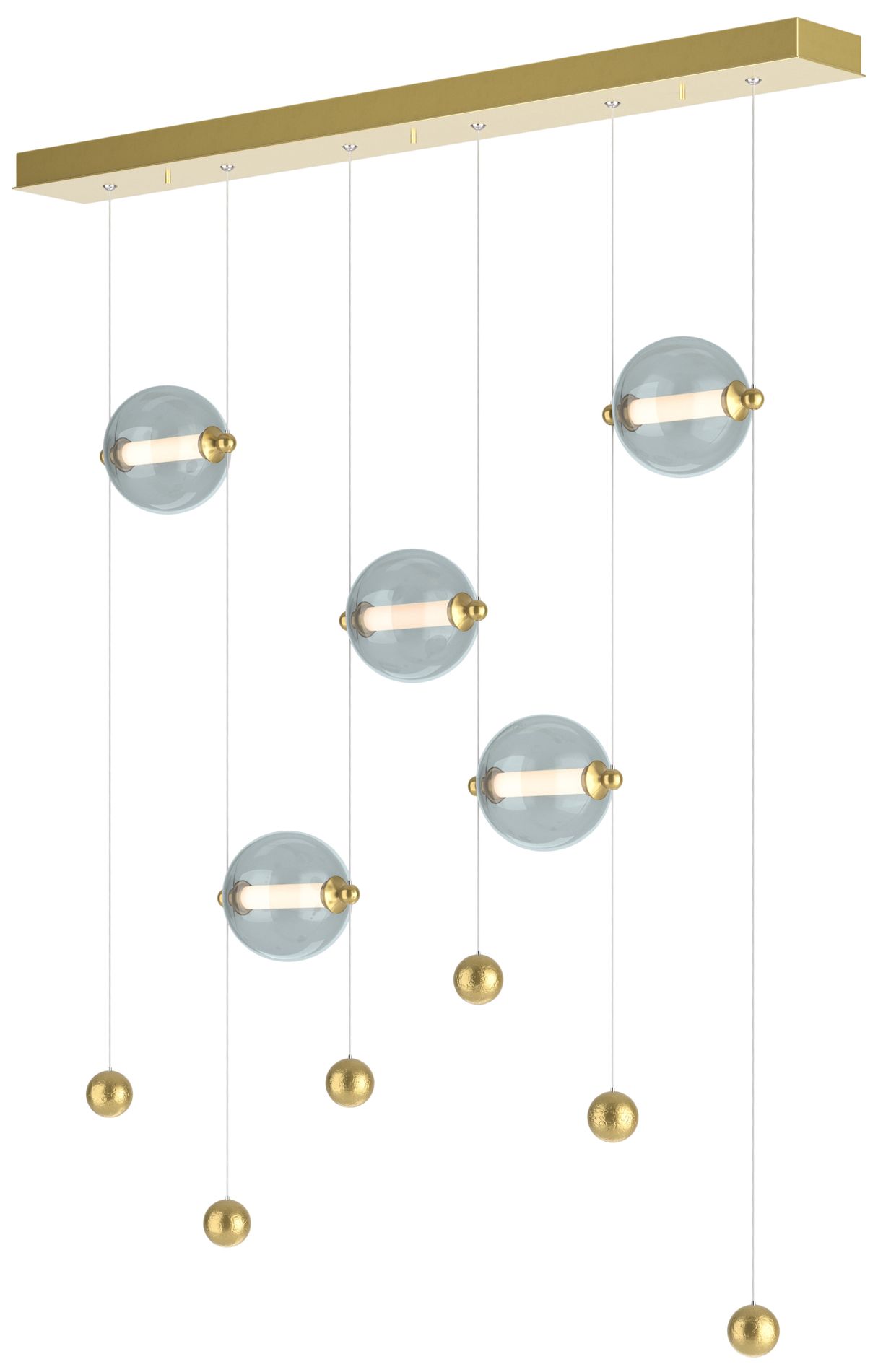 Abacus 5-Light LED Pendant - Modern Brass - Cool Grey - Made to Order