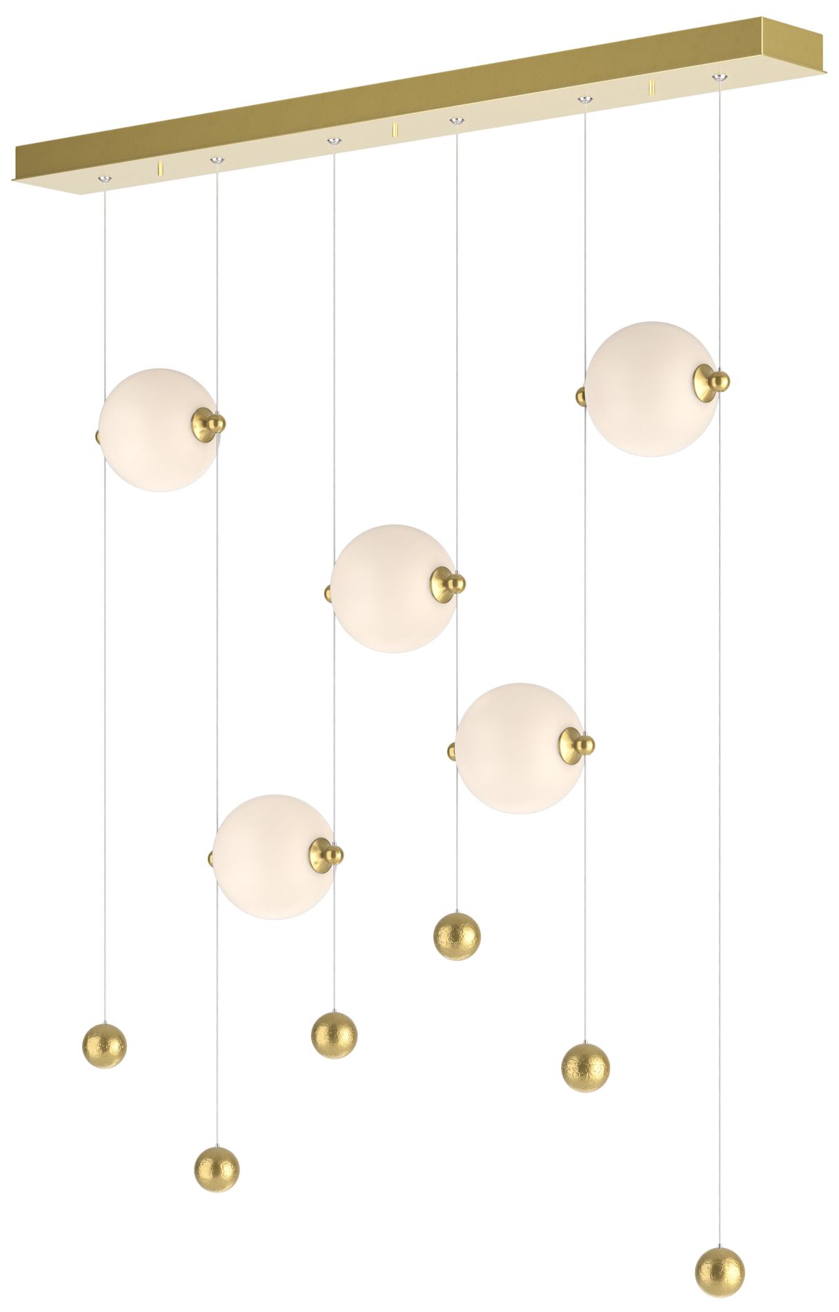 Abacus 5-Light LED Pendant - Modern Brass - Opal - Made to Order