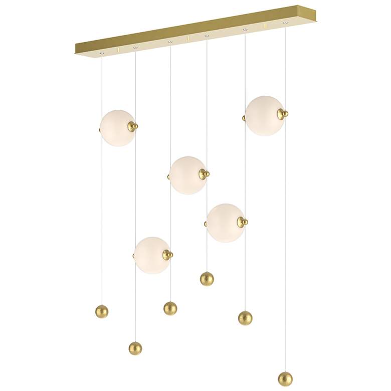 Image 1 Abacus 5-Light LED Pendant - Modern Brass - Opal