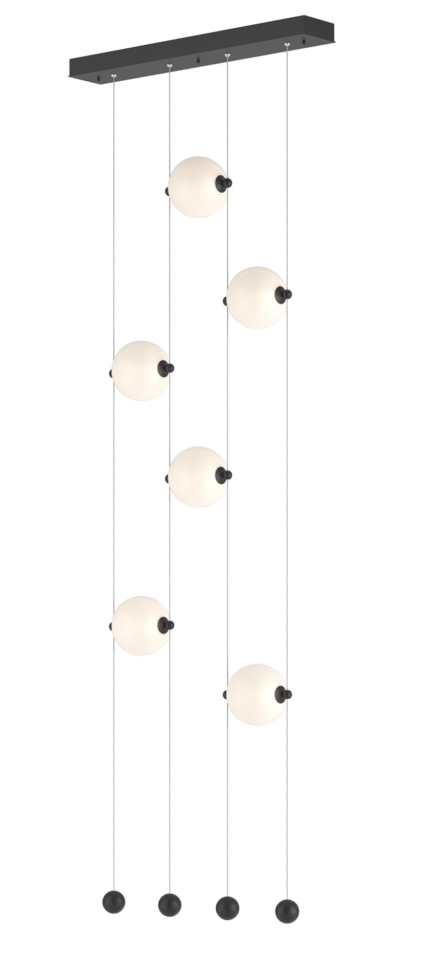 Abacus 6-Light Ceiling-to-Floor LED Pendant - Black - Opal - Made to Order