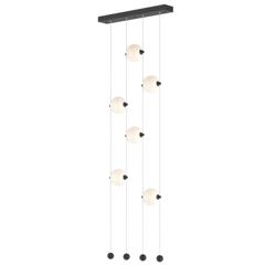 Abacus 6-Light Ceiling-to-Floor LED Pendant - Black - Opal