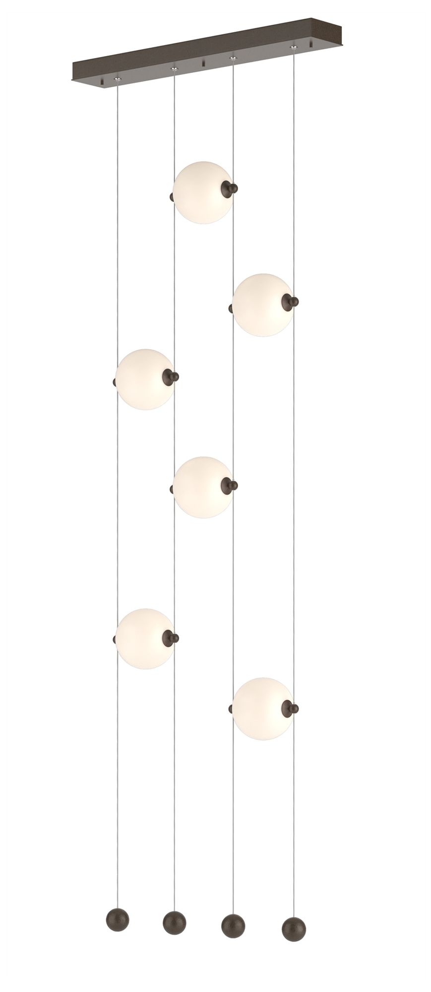 Abacus 6-Light Ceiling-to-Floor LED Pendant - Bronze - Opal - Made to Order