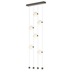 Abacus 6-Light Ceiling-to-Floor LED Pendant - Bronze - Opal