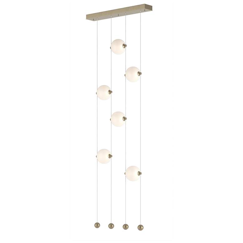 Image 1 Abacus 6-Light Ceiling-to-Floor LED Pendant - Gold - Opal