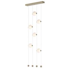 Abacus 6-Light Ceiling-to-Floor LED Pendant - Gold - Opal