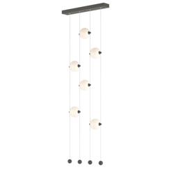 Abacus 6-Light Ceiling-to-Floor LED Pendant - Iron - Opal
