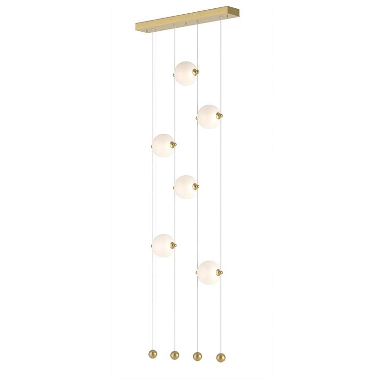 Image 1 Abacus 6-Light Ceiling-to-Floor LED Pendant - Modern Brass - Opal