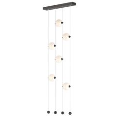Abacus 6-Light Ceiling-to-Floor LED Pendant - Oil Rubbed Bronze - Opal