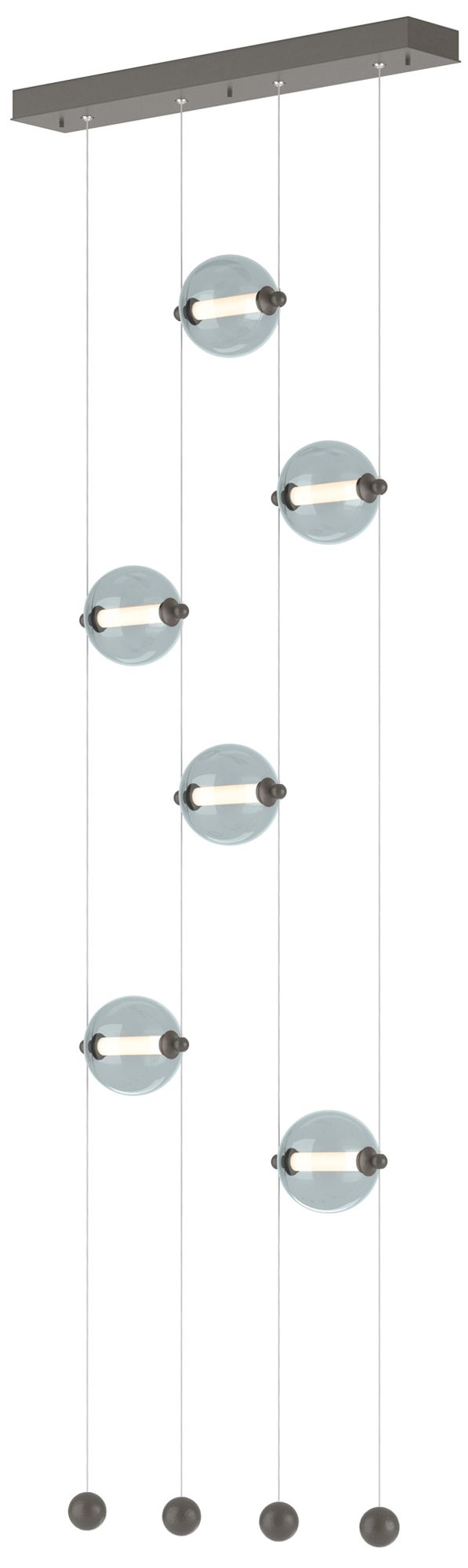 Abacus 6-Light Ceiling-to-Floor LED Pendant Smoke Cool Grey Made to Order
