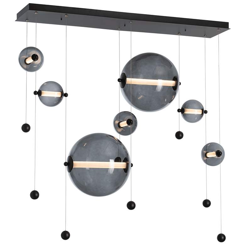 Image 1 Abacus 7-Light Double Linear LED Pendant - Black - Grey Glass - Standard