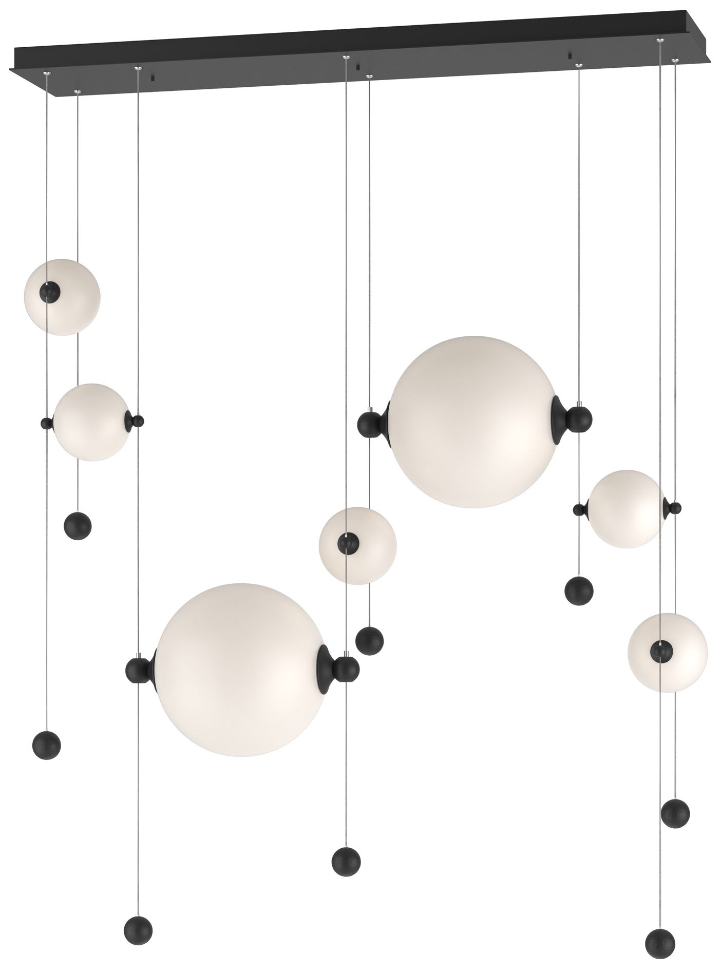 Abacus 7-Light Double Linear LED Pendant - Black - Opal - Made to Order