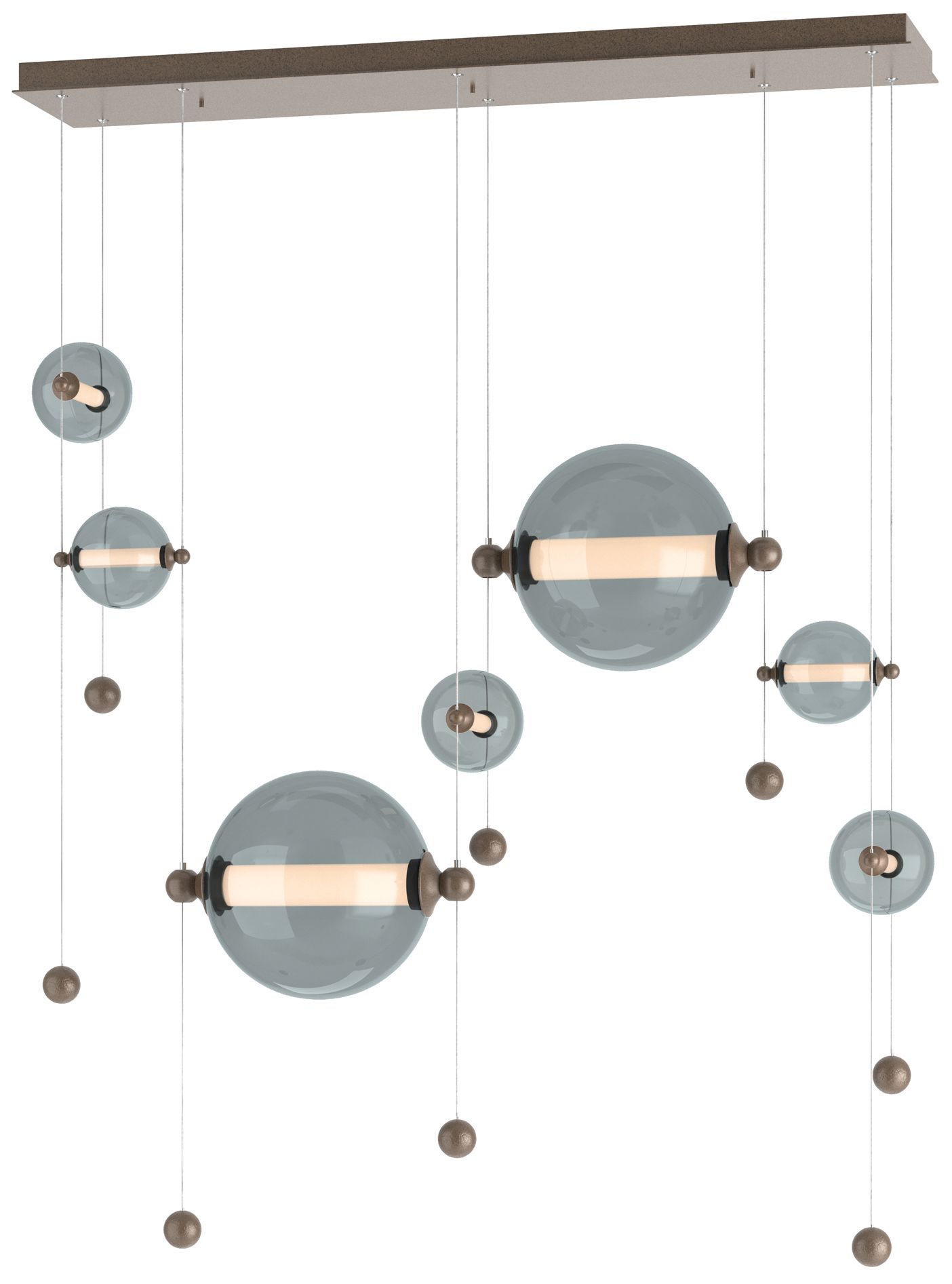 Abacus 7-Light Double Linear LED Pendant - Bronze - Cool Grey Made to Order