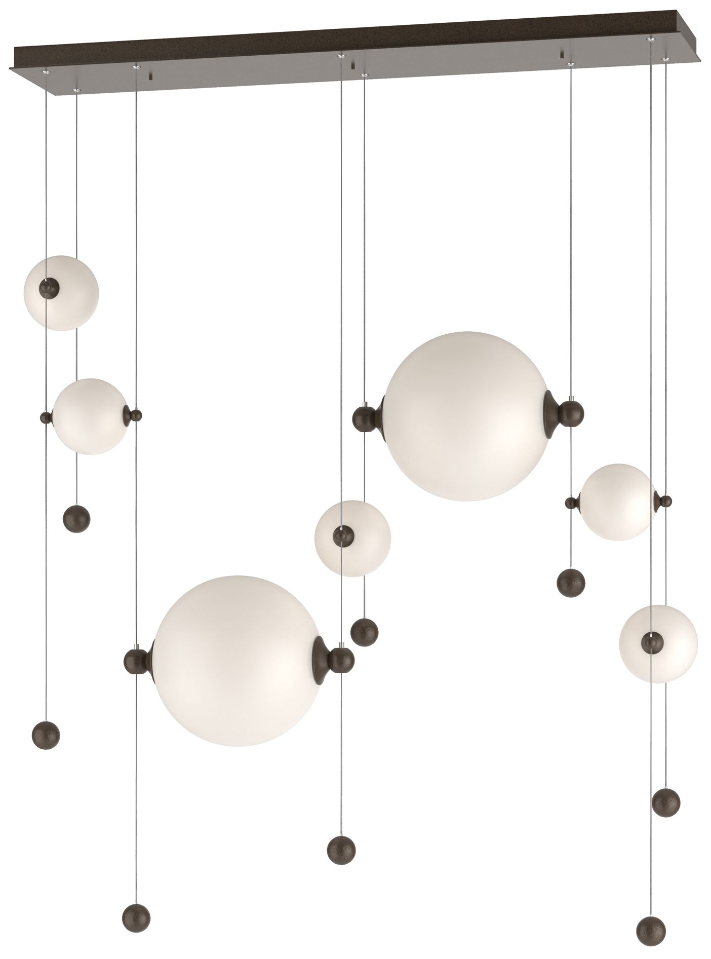Abacus 7-Light Double Linear LED Pendant - Bronze - Opal - Made to Order