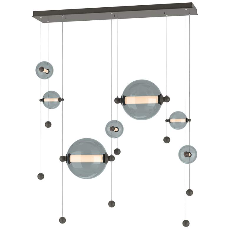 Image 1 Abacus 7-Light Double Linear LED Pendant - Dark Smoke - Cool Grey