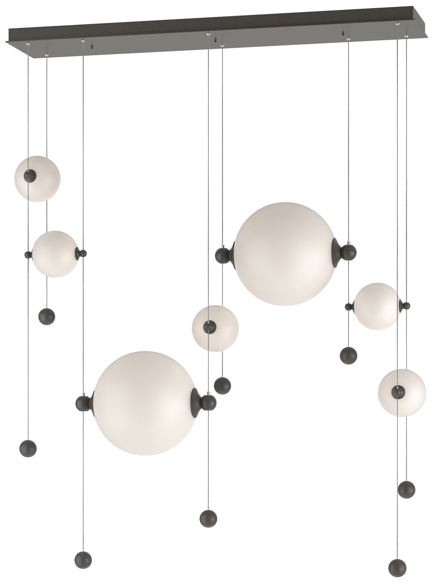 Abacus 7-Light Double Linear LED Pendant - Dark Smoke - Opal Made to Order