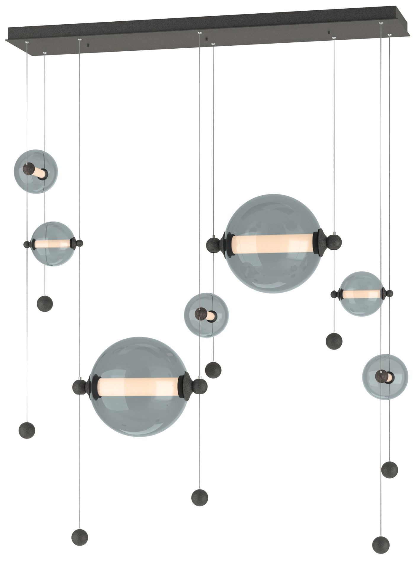 Abacus 7-Light Double Linear LED Pendant - Iron - Cool Grey - Made to Order