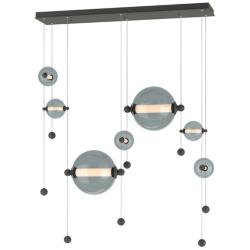 Abacus 7-Light Double Linear LED Pendant - Iron - Cool Grey