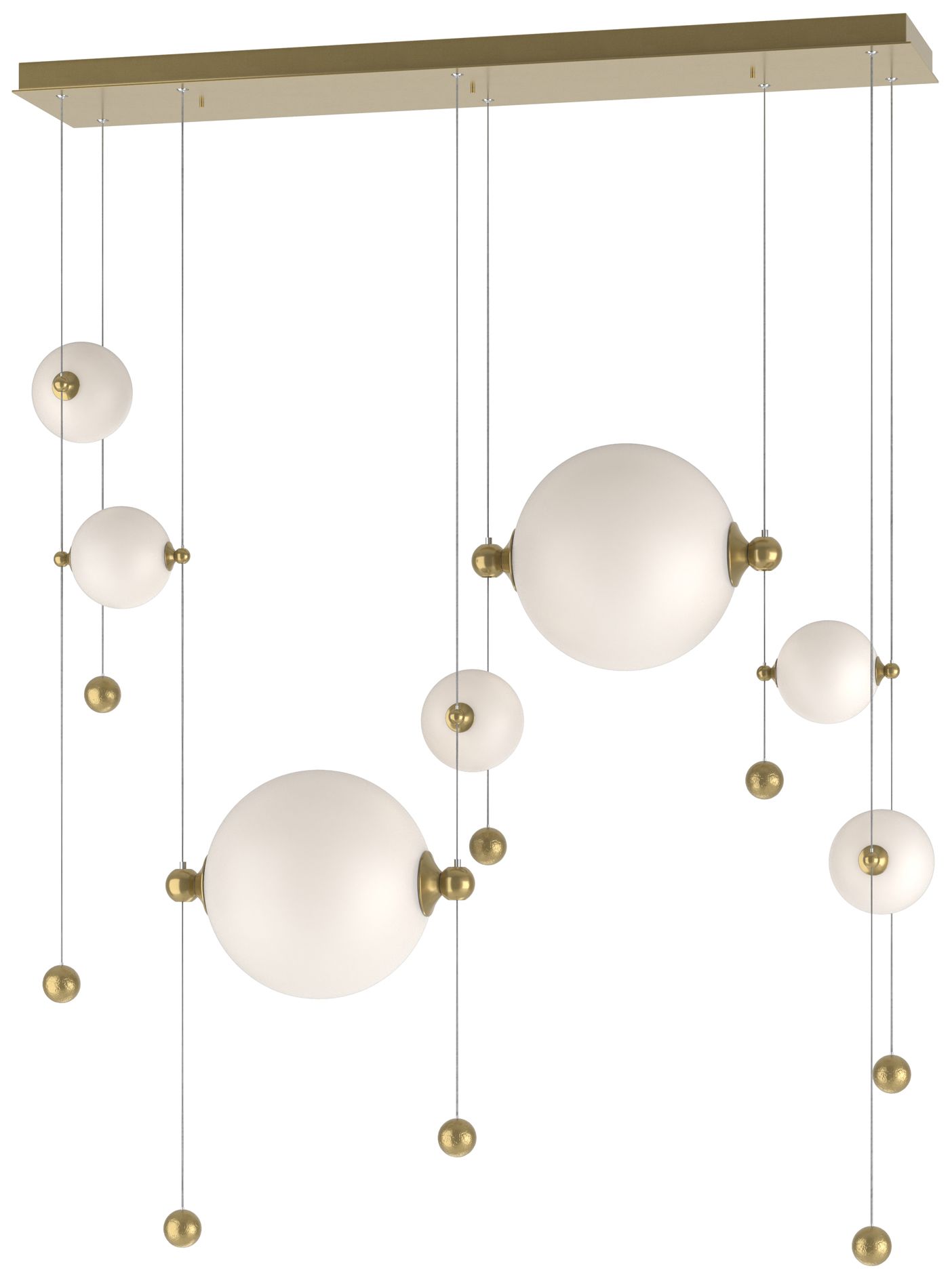 Abacus 7-Light Double Linear LED Pendant Modern Brass Opal Made to Order
