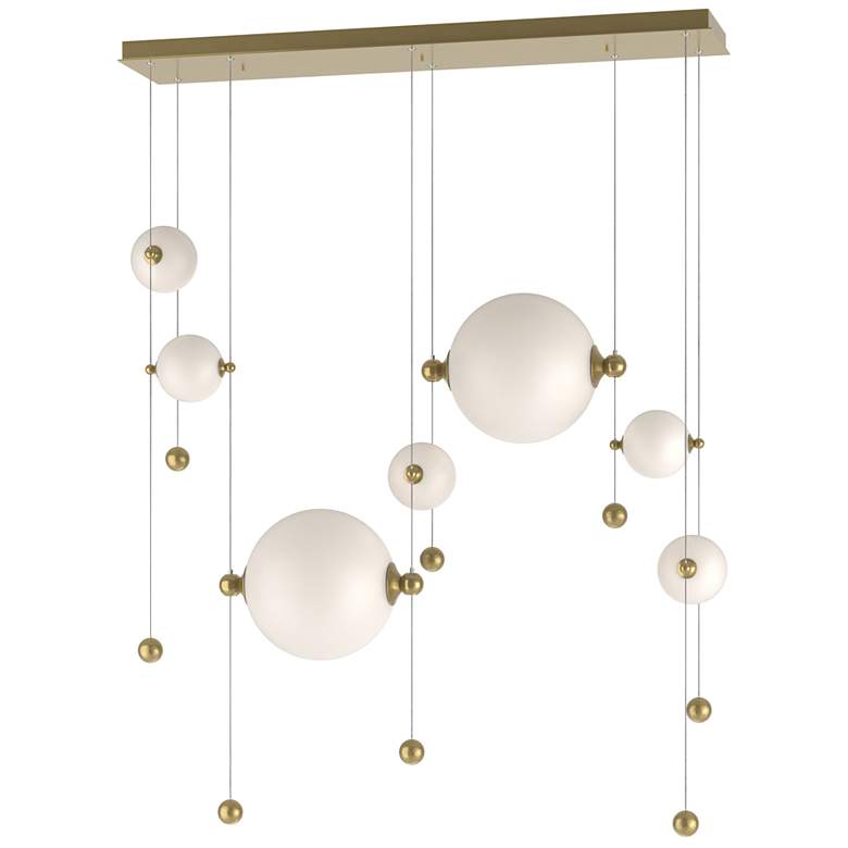 Image 1 Abacus 7-Light Double Linear LED Pendant - Modern Brass - Opal