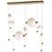 Abacus 7-Light Double Linear LED Pendant - Modern Brass - Opal