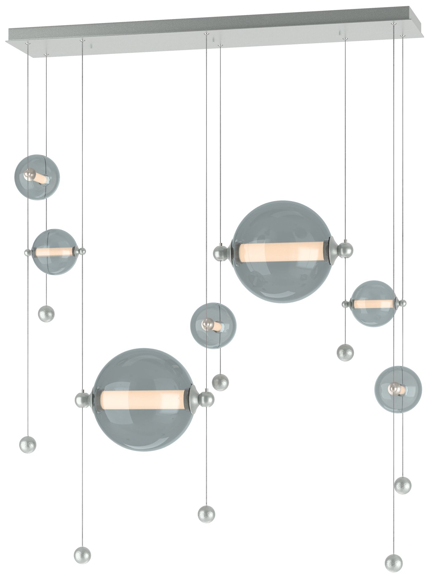 Abacus 7-Light Double Linear LED Pendant Platinum Cool Grey Made to Order