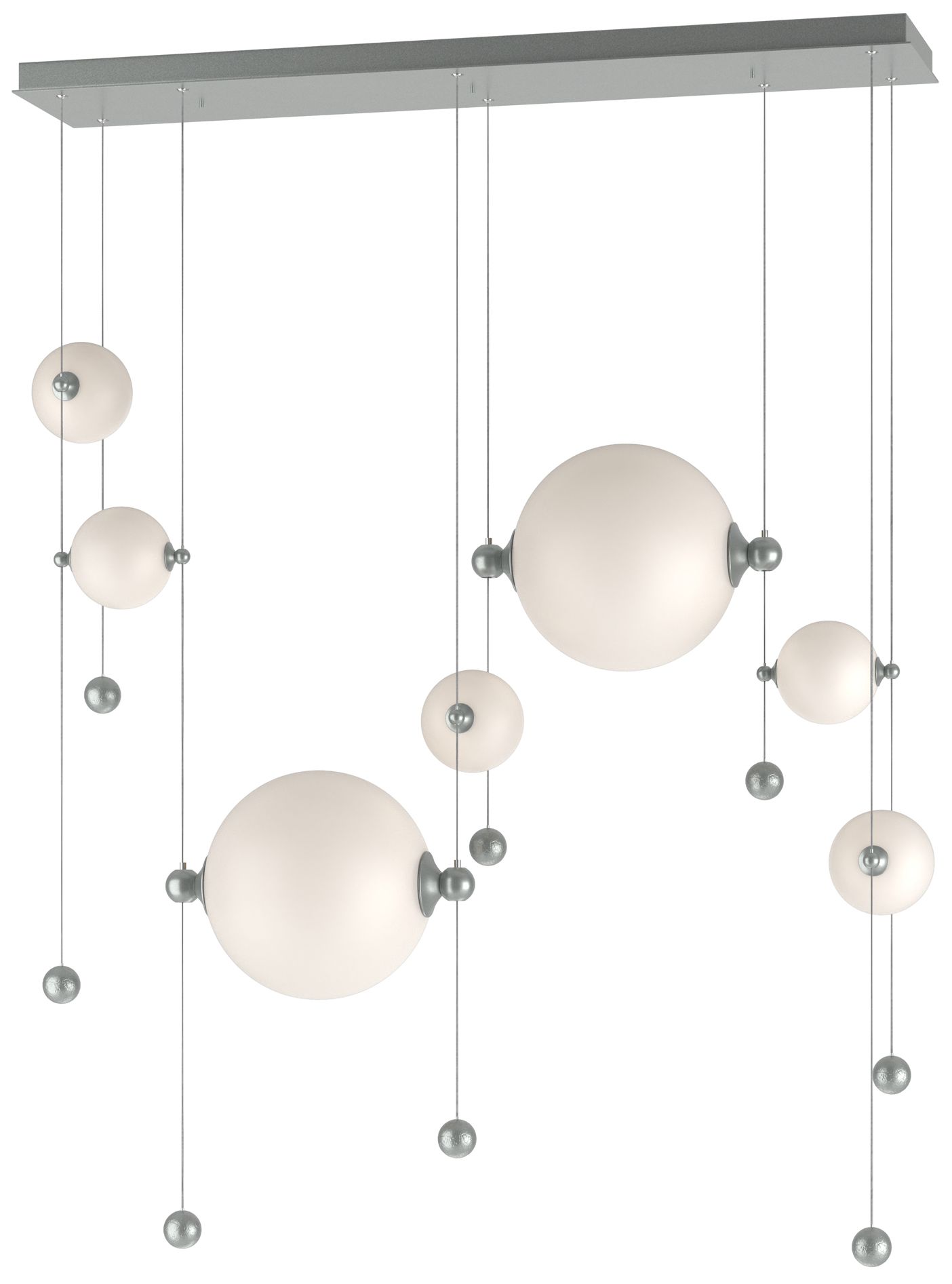 Abacus 7-Light Double Linear LED Pendant - Platinum - Opal - Made to Order